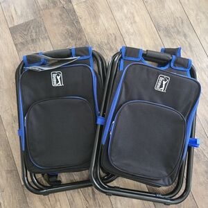 PGA Tour Spectator Black/Blue Folding Chairs With Backpack Cooler,new With Tags
